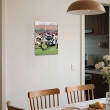 2D Flat, One Piece Retro Olive Ball Game Metal Wall Decoration - White And Blue Nostalgic Sports Decor, Suitable For Men's Cave, Game Room, Sports Bar, Office - Pre-Drilled For Easy Hanging - No Electricity Required - Perfect Olive Ball Fan Gift (20x 30cm 8x12inch ), Classic Design Artwork - Multiple - View 6