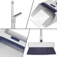 Broom And Dustpan, 4-In-1 Broom With Dustpan Combo Set Foldable And Rotating And Set With Long Handle For Home Office School Dorm - 四合一[隱藏式刮刀]掃把套裝白色 - 查看 3