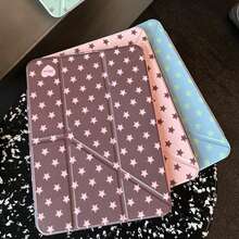 可爱粉棕色星形图案扁平保护套，兼容苹果第11代、Pro 2025新款、第10代、Air 7/6、11英寸平板电脑，带触控笔插槽，时尚少女款 - 彩色 - 查看 12