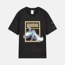 Unisex PUMA X MONSTER HUNTER Short Sleeve T-Shirt, Knitted Collarless Tee 63648601 - Black - View 1