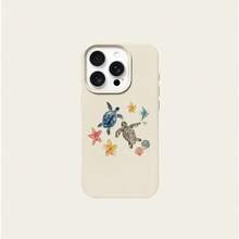 1个TPU材质极简治愈系海龟、花朵、鱼、贝壳图案手机壳，兼容苹果17 Pro Max/17/16 Pro Max/15/13/12/11、S20 FE/A15/S24/A55、Note 11/12/13 Pro，全包防摔软壳保护套，国际版，非国内版 - 白色 - 查看 5