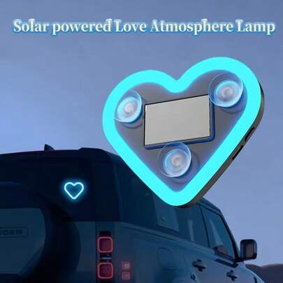 Car Triangle Window LED Solar Heart Neon Light Rear Window Glow Interior Modification Ambient Light No Wiring Required