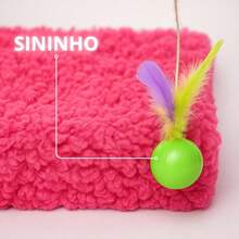 Arranhador Poste de Sisal Para Gatos com Brinquedo Interativo - Mola - Preto - Visão 5