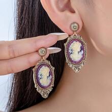 Women's Elegant Retro Beauty Head Luxury Earrings - Multicolor - View 9