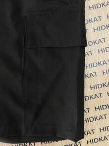 Quần short cargo nữ kiểu dáng mới, cạp chun có dây rút, túi khóa kéo phối màu, túi hộp, chất liệu nhẹ, thích hợp mặc thường ngày mùa hè, màu đen thể thao. - màu đen - Xem 7