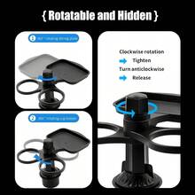 360度旋转车载杯架带托盘 - 双杯架和可折叠桌面，适用于旅行、露营和家庭出游，可放置饮料、咖啡、汉堡等。 - A - 查看 4