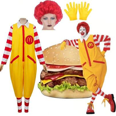 Adult/Kid Ronald McDonald World Book Day Cosplay Costume Funny Party Fancy DressOutfit  UK