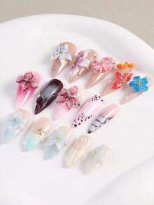 1pc Lily Flower Nail Art Carving Mold, Embossed Hibiscus Petal Pattern Design Template, DIY Nail Stamping Tool, Nail Art Supplies, Nail Tools, Nail Art Tools, Back To School Season, Nail Art, Nail Art Tools (Suitable For Nail Stickers) - Clear - 查看 4