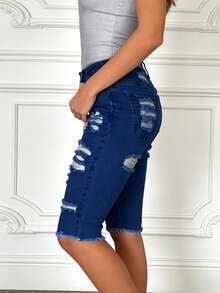 Amerikanische Retro Stretch Denim Caprihose, Slim Fit für den täglichen Straßentragegebrauch - Dunkle Waschung - Übersicht 2