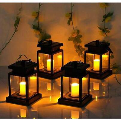 1 chiếc đèn LED trang trí năng lượng mặt trời hiệu ứng ngọn nến, chống thấm nước, dùng ngoài trời, có thể treo.