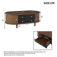 Coffee Table 100 X 50 X 36 Cm, Walnut Finish. Coffee Table With Two Drawers, Console Table With Roll-Up Door, Side Table, Living Room Table With 4 Legs, Walnut And Black Finish. - Walnut - View 8