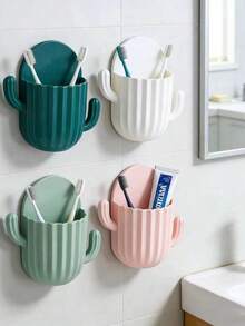 1pc Wall Mounted Storage Box, Bathroom Organizer, Bedside Storage Holder, Chopsticks Rack - Multicolor - View 3