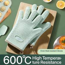 2 Pairs Heat Resistant Microwave Oven Gloves, High Temperature Silicone Microwave Oven Gloves, Heat Resistant Gloves, Thick Silicone Microwave Oven Gloves, Suitable For Microwave Oven, Baking And Kitchen, With High Temperature Insulation Function. - Multicolor - View 2