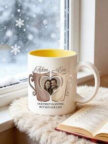 1pc Personalized Photo Mug, Customized Couple Photo And Name Coffee Cup, Romantic Valentine's Day Gift For Boyfriend/Girlfriend, Anniversary Souvenir, Home/Office Breakfast Daily Use - White - View 4