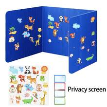 1pc Plastic Desk Partition Board With DIY Animal Stickers, Student Desk Privacy Divider, Exam Anti-Cheating Barrier, Art Craft Supplies, Suitable For School And Office - Black - View 8