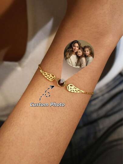 New Shimmering Projection Bracelet, Customized Colorful Photo Projection Bracelet, Personalized Round Projection Photo Bracelet For Women, Memorial Group Photo Jewelry, Customized Girlfriend/Mother Photo Bracelet, Customized Birthday Memorial Gift