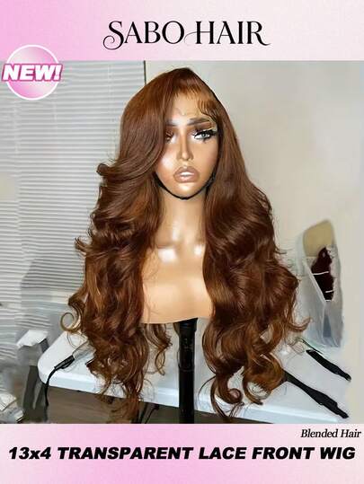 200% Density 28 Inch Body Wave Human Frontal Hair Wig 13x4 HD SKINLIKE Lace Front Natural Hairline Wig Pre-Plucked Bleached Knots Chocolate Brown Color Adjustable Part Blended Hair Wigs For Women