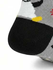 1 Pair Penguin Snowscape Pattern Men's Mid-Calf Socks, Spring/Summer - Grey - View 6