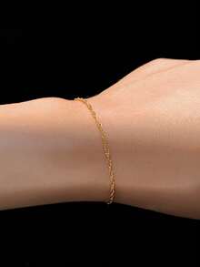 1 pieza Pulsera minimalista de acero inoxidable con patrón de ola de agua, adecuada para adolescentes - Dorado - Ver 10