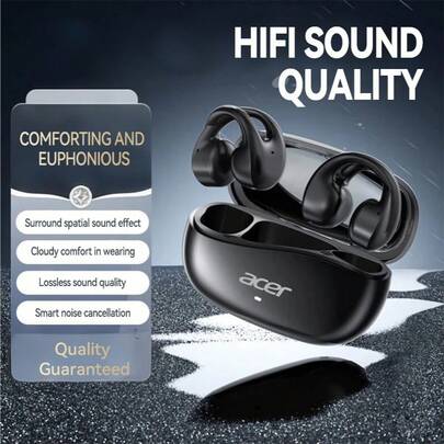  Acer OHR555 蓝牙耳机，耳挂式设计，立体声低音，OWS 无线耳机，开放式，低延迟，佩戴舒适，商务、运动、跑步、健身，兼容多设备，圣诞节和情人节礼物