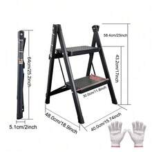 3 Step Ladder Folding Heavy Duty Aluminium Outdoor Indoor Lightweight Step Stool - Black - View 4