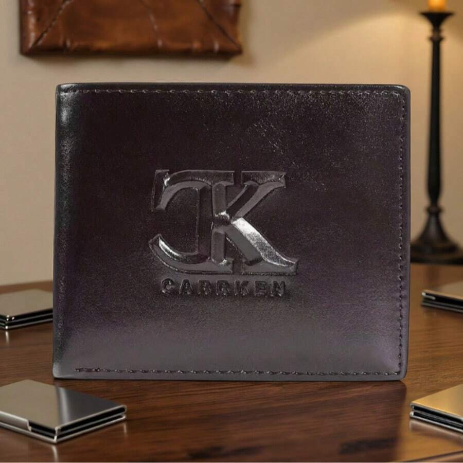 2026 Nueva llegada Billetera y portacartas antirrobo de alta gama con letras en relieve para hombres - Billetera plegable premium de textura de moda y multifunción para tarjetas de crédito para hombres, regalo ideal para llevar a diario para novio/padre/esposo, cumpleaños/aniversario/Día del Padre/Día de San Valentín - Café - Ver 1