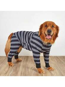 1 pieza Pijama elástico suave y cómodo a rayas para perros grandes - Multicolor - Ver 3