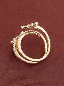 1pc Elegant Butterfly Design Zirconia Inlaid Adjustable Open Ring For Women - Multicolor - View 5