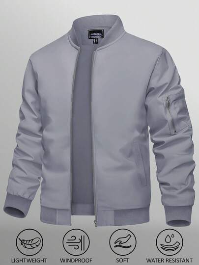 KEFITEVD Men's Lightweight Jacket Thin Sportwear Bomber Jacket Windbreaker Coat