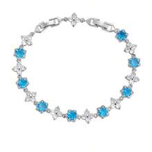 1pc Fashionable White Gold Four-Leaf Clover Colorful Men's Copper Zirconia Silver Bracelet Jewelry, Hip-Hop Punk Men's Patchwork Bracelet, Suitable For Men's Daily Wear - Bracelet - View 8