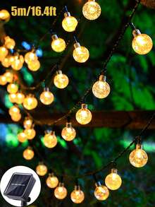 Bộ 20 đèn LED dây năng lượng mặt trời dài 5m/16.4ft với bóng đèn nhựa trong suốt 2.4cm, 8 chế độ nhấp nháy, đèn trang trí trong nhà, đèn trang trí tường phòng ngủ, thích hợp cho trang trí đám cưới, tiệc sinh nhật, lều cắm trại, sân vườn, cây cối, sân nhà. - Trong sáng - Xem 13