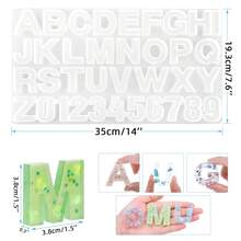 硅胶字母数字模具，适用于树脂浇铸、巧克力制作、DIY工艺品和珠宝制作 - 彩色 - 查看 9