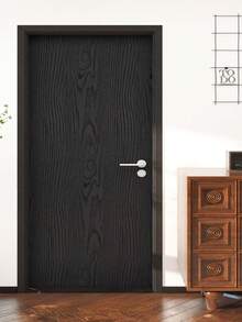 1 Roll Black Wood Grain Self-Adhesive Wallpaper, Waterproof Black Wallpaper For Instant Application On Desktops, Chairs, Drawers, Rooms, Cabinets, Etc. - Black - View 7