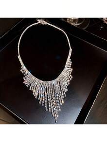 1件奢华全水晶水钻流苏项链，适合新娘、订婚、晚宴等场合佩戴 - 流蘇水鑽項鍊 - 查看 8