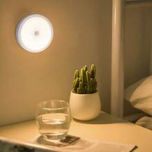 1pc LED Smart Motion Sensor Night Light, USB Rechargeable Wireless Magnetic LED Cabinet Lamp, Emergency Auto Lighting - Round - View 6
