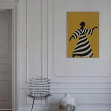 1件，墙面艺术，复古海报，极简主义女性抽象艺术印刷品，身着黄黑白服装的斯堪的纳维亚女性帆布画，客厅装饰，卧室美学设计，送朋友的礼物，乔迁礼物，无框 - G - 查看 2