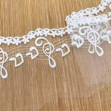 5 thước vải lưới ren họa tiết nốt nhạc đen trắng, ruy băng satin ren thêu hoa, thích hợp cho các dự án thủ công may vá DIY, vật liệu may mặc. - nhiều màu - Xem 6