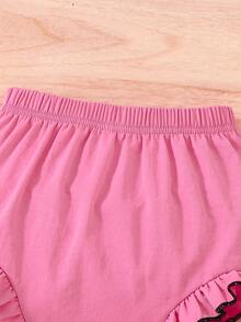 2 pièces/set Ensemble débardeur + short pour bébé fille, décontracté et mignon avec nœud, adapté pour l'été et les sorties, tenue à bretelles pour bébé fille - Rose vif - Voir 8