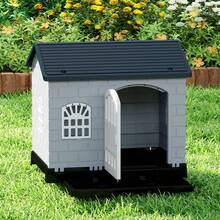 COSTWAY Weatherproof Pet Shelter With Removable Toilet Tray, Grey - one-size - View 1