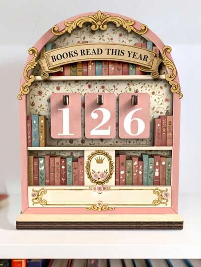 1pc Wooden Reading Counter, Can Be Used As Desktop Decor, Interesting Desktop Calendar Or Wooden Craft. 1pc Wooden Reading Counter Craft Hanging Decoration, Interesting Bookshelf Decor, Decorative Gift, Personalized Book Reading Tracker, Annual Reading Volume Counter, Library Decor, Bookshelf Book Tracking Decor, Reader's Gift, Book Lover's Gift, Book Enthusiast Christmas Gift