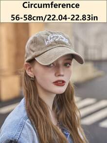 LEAJOURNO. 1顶男女通用秋冬水洗字母刺绣复古美式做旧棒球帽，韩版 - 卡其色 - 查看 5