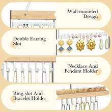 Organize Your Collection With This Large 5-Tier White Rotating Hanging Jewelry Organizer. This Wall-Mounted Rack Holds 180 Pairs Of Earrings And Ample Space For Necklaces And Bracelets. Perfect For Any Girl's Room. - 白色 - 查看 6