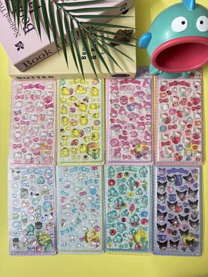 第二代可爱动物贴纸，女孩心形滴管3D贴纸，手机壳，手账装饰，防水加厚3D贴纸，水瓶，杯子，创意个性化贴纸，送朋友的礼物，送女儿的礼物，贴纸，礼物