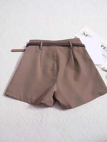 Pantalones cortos para mujeres Pantalones cortos informales para mujer - Nueva colección de verano Estilo coreano con un toque retro inspirado en Hong Kong Diseño de cintura alta adelgazante Prendas de abrigo Pantalones anchos de corte A - Caqui - Ver 4