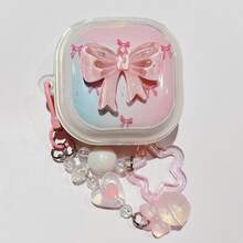 可爱渐变蝴蝶结耳机保护套+手链，兼容三星 Buds 3 / Buds 3 Pro / 3fe / Buds FE 无线耳机保护套，Buds Pro / Galaxy Buds Live 无线蓝牙耳机保护套，Buds2 软壳 2Pro 耳机保护套（女士款） - 粉蝴蝶結 - 查看 5