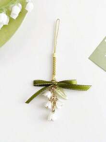 1pc Unisex Japanese Style Cute Lily Flower Keychain, Green Nature Inspired Pendant Bag Charm, Korean/Japanese Aesthetic - màu xanh lá - Xem 1