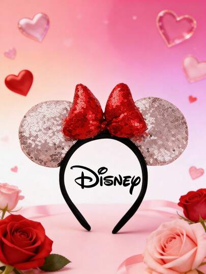 1-Piece Set Of Headbands, Cartoon-Themed Hair Accessories, Suitable For Everyday Wear. Includes A Soft Bow Tie, Adorable Mouse Ear Clips, And Cartoon-Themed Hair Accessories. Stylish Hair Accessories Designed For Women, Perfect For Valentine's Day, Headbands, Hair Clips, And Headbands.New European And American Headband With Sequins, Butterfly-Themed Hair Accessory, Perfect For Festivals, Parties, And Amusement Parks.