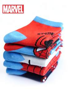 Marvel 1/5/10双装儿童漫威超级英雄蜘蛛侠袜子，男童中筒袜，韩版卡通秋冬女童袜子，儿童蜘蛛侠及超级英雄人物袜子 - 彩色 - 查看 10