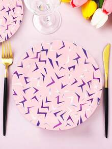 20个/40个/60个粉色和紫色派对餐盘 紫色韩流纸盘 甜点小吃派对餐盘套装 适用于紫色公主生日派对、婴儿派对、歌手明星主题派对用品 - 粉色 - 查看 5