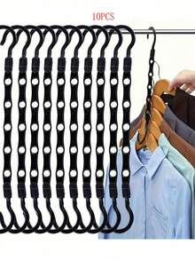 1/3/10pcs ABS Thick Plastic Multi-Hook Hanger Storage Organizer - 3kg Capacity, Suitable For Clothing Stores, Space Saving, Wrinkle-Free, Compact Wardrobe Storage, Drying Clothes, With 5 Slots, Vertical & Horizontal Dual-Direction Use, 360° Rotation, Easy Operation, Suitable For T-Shirts, Shirts, Blouses, Dresses, Spring/Summer Tops - Multicolor - View 12